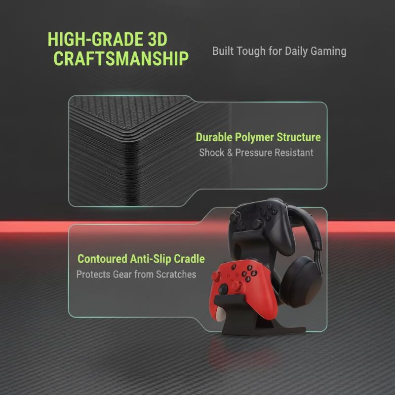 Gaming Accessories Rack - Uniwersalny, podwójny stojak na słuchawki i
